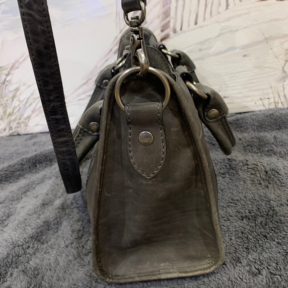 🖤🩶Frye Melissa Zip Satchel Leather Handbag Shoulder/Crossbody Carbon $388 - Picture 8 of 16